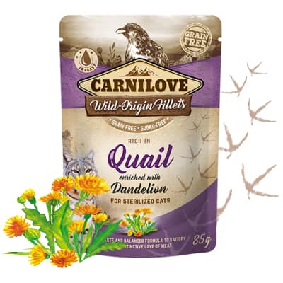Carnilove Quail & Dandelion konservi kaķiem ar paipalu mērcē 85 g